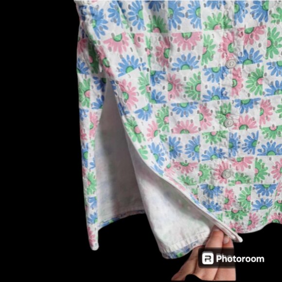 Talbots Floral Daisy Eyelet Shell Tank Top Size XLP - Picture 5 of 11